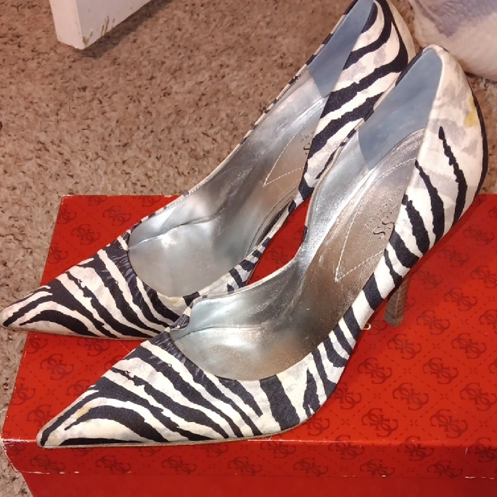 Guess carries heels. Zebra print